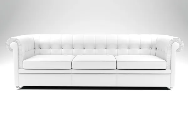 3d white leather couch on white backgrou — Stock Photo, Image