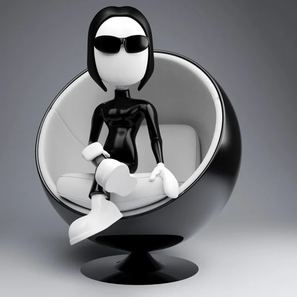 3D boss v futuristické křeslo — Stock fotografie