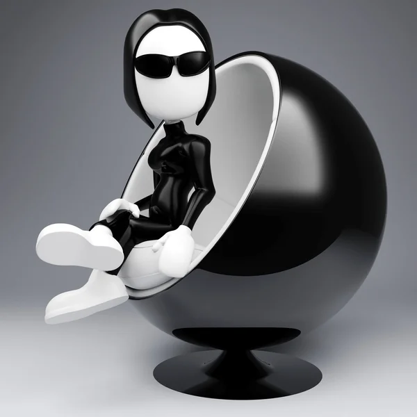 3D boss v futuristické křeslo — Stock fotografie