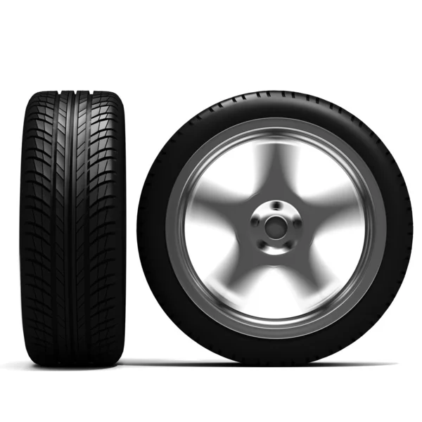 3d neumáticos vista frontal y lateral —  Fotos de Stock