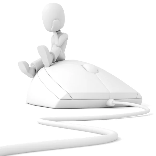 3d man on computer mouse — Stock Photo, Image
