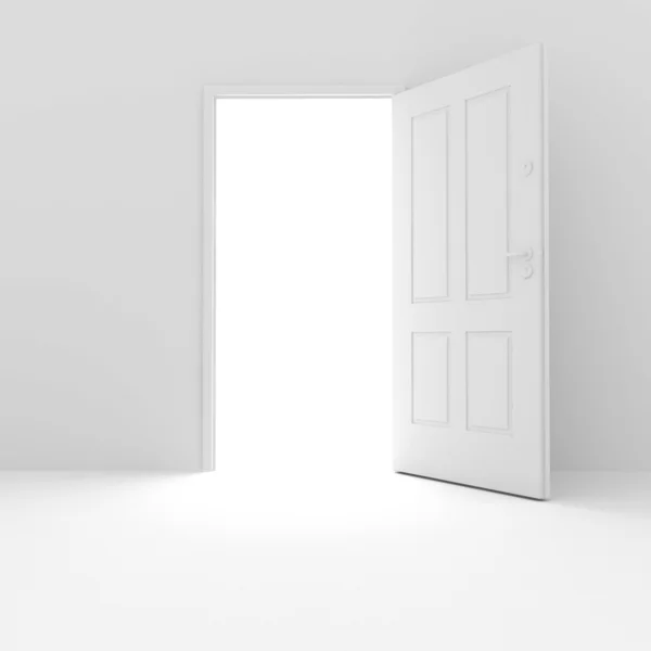3d weiße Tür auf weißem Hintergrund — Stockfoto