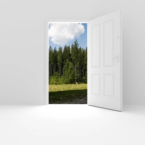3D-witte deur op witte achtergrond — Stockfoto