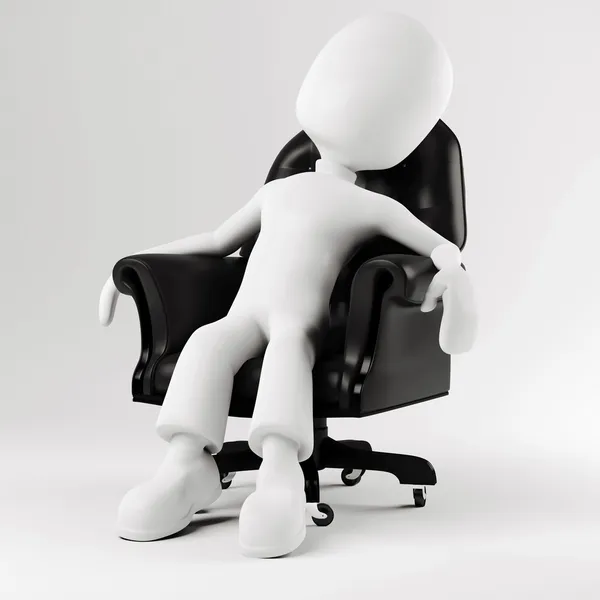 3D-Mann sitzt auf einem Stuhl — Stockfoto