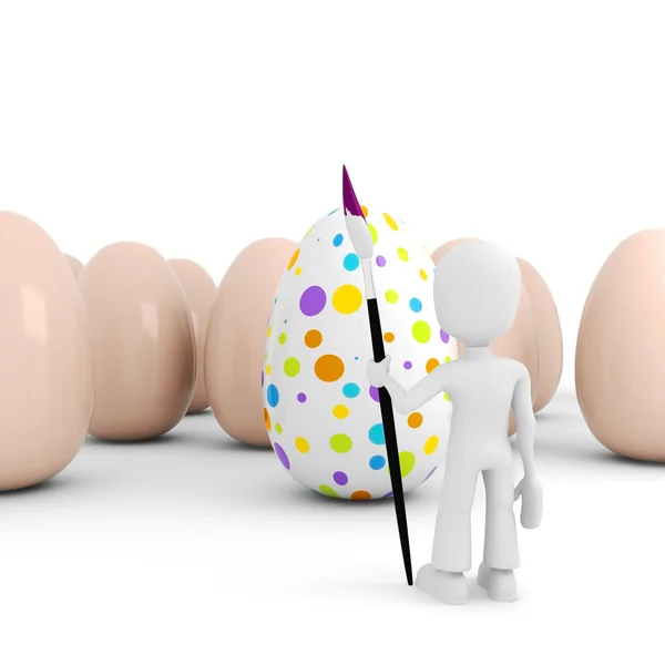 계란 그림 3 차원 남자 — 스톡 사진