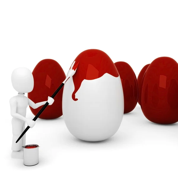 3D-man schilderen sommige eieren — Stockfoto