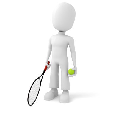 3d man - tennis player clipart