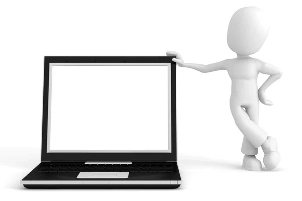 3D-Mann und Laptop — Stockfoto