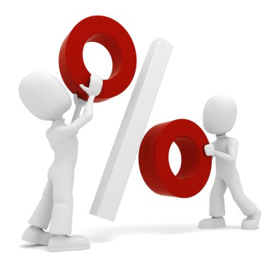 3d man and the percentage symbol clipart