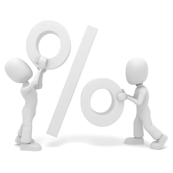 3d man and the percentage symbol — Stock Photo, Image