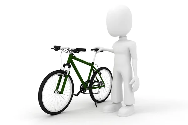 3d человек и велосипед — стоковое фото