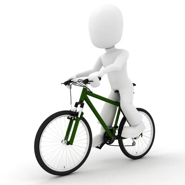 3D-man en een fiets — Stockfoto