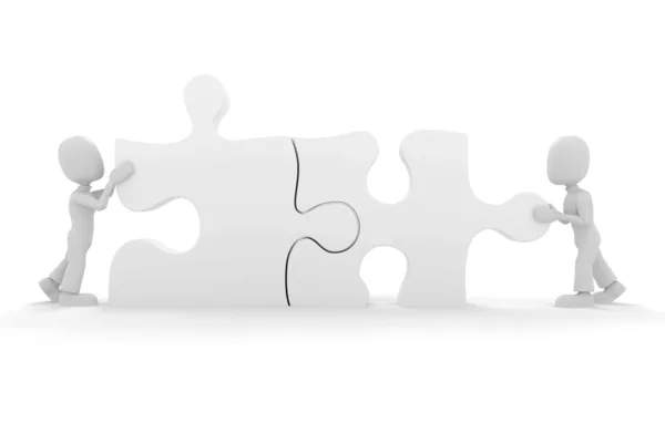 3d man and puzzle pieces — Stock Photo, Image