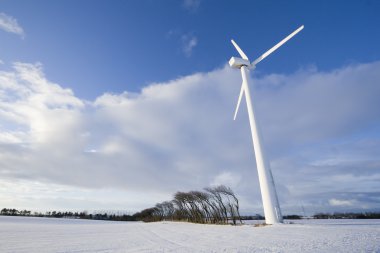 Wind turbine and windy trees clipart