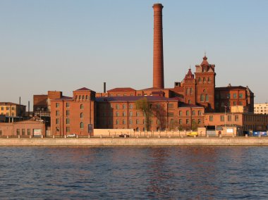 Old redbrick factory building clipart