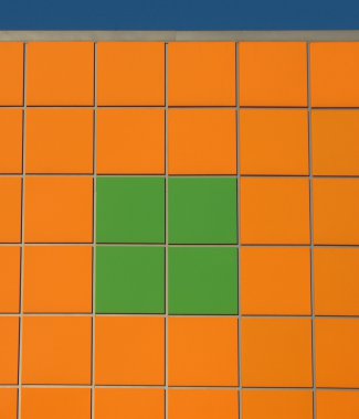 Wall, faced with orange and green tiles clipart