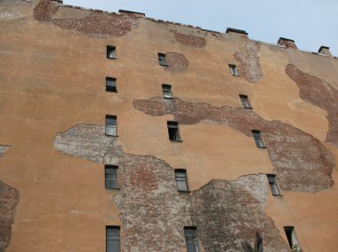 Blank wall and trees. St.Petersburg