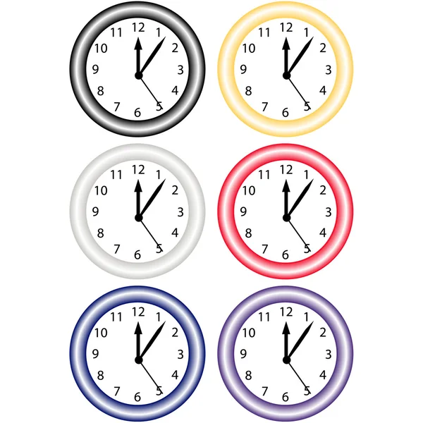Conjunto de 6 relojes — Vector de stock