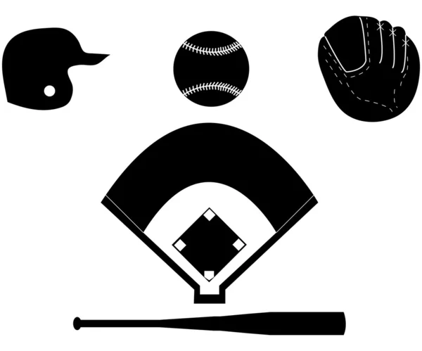 Conjunto de siluetas de béisbol — Archivo Imágenes Vectoriales