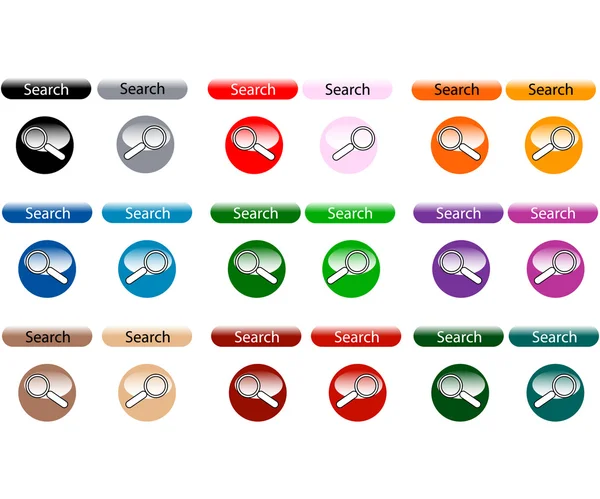 Ensemble de boutons de recherche Web — Image vectorielle