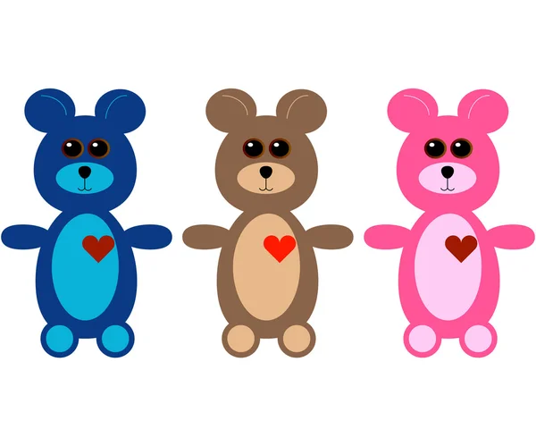 Set 3 şirin oyuncak ayılar — Stok Vektör