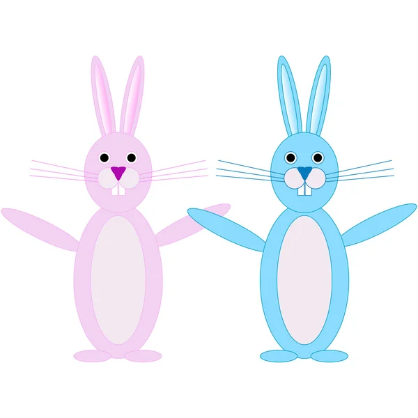 Set of 2 Easter Bunnies — Stock Vector