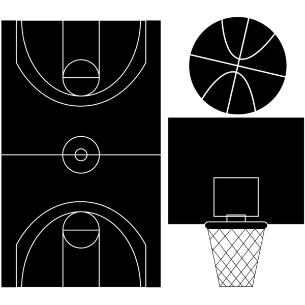Conjunto de silhuetas de basquete — Vetor de Stock