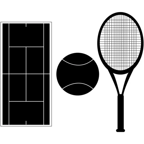 Satz Tennissillhouetten — Stockvektor