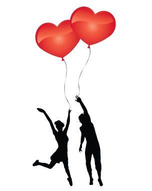 Red herts balloons clipart