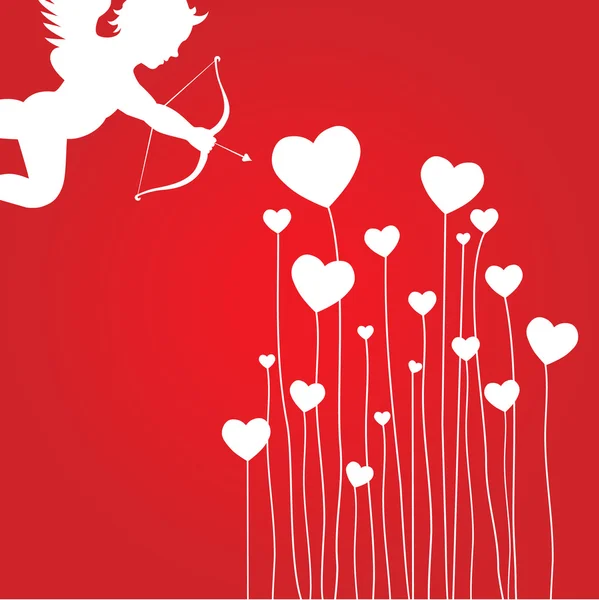 Carte d'amour avec Cupidon — Image vectorielle