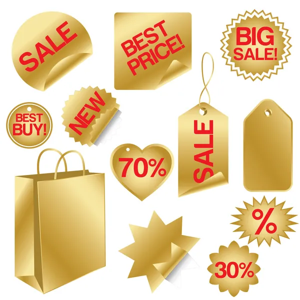 Golden set of sale icons — Stock Vector