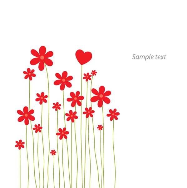 Λουλούδι κάρτα με καρδιά — Διανυσματικό Αρχείο