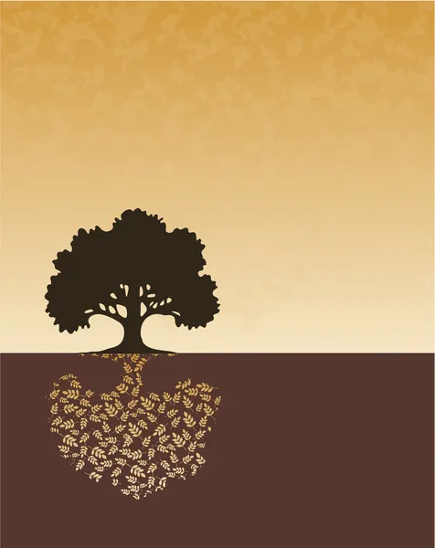 Tree silhouette on horizon. — Stock Vector
