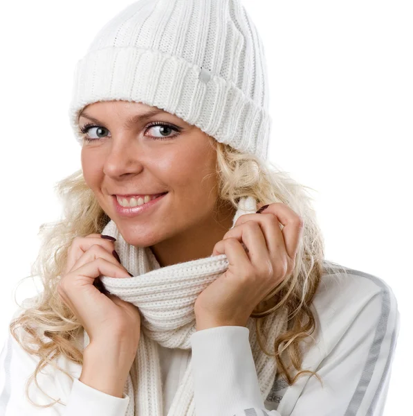 Sexy beautiful girl in white hat — Stock Photo, Image