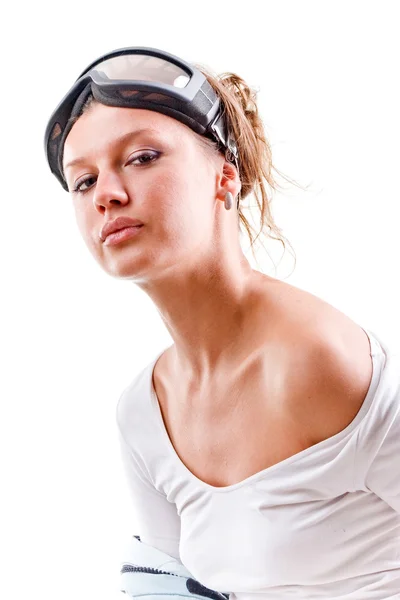 Sexy girl in sportswear with glasses — Stock Photo, Image