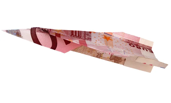 Euro note/bill folded and flying — Stock Photo, Image