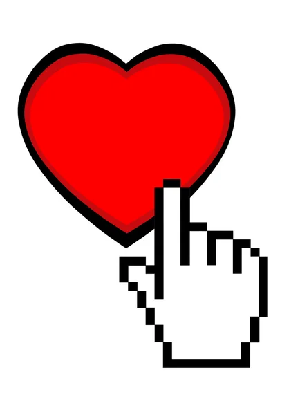 Coração com cursor de mão — Fotografia de Stock