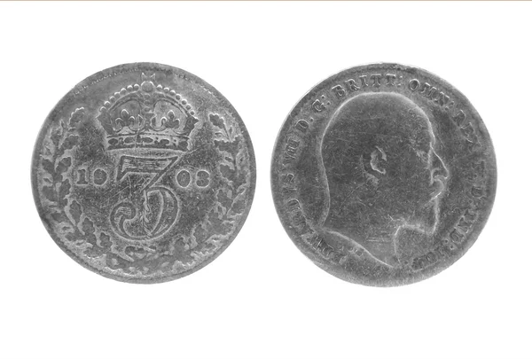 Lucky silver threepence (British) — Stock Photo, Image