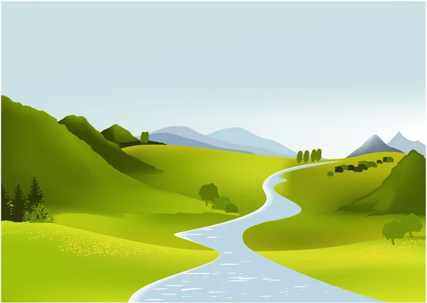 Paysage vert montagne — Image vectorielle