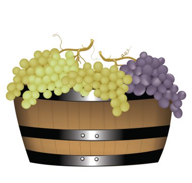 Barrel with grapes clipart