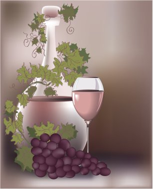 Wine and grapes clipart