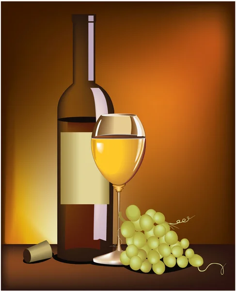 Wine and grapes — Stock Vector