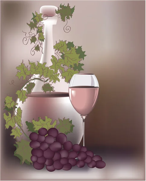 Вино и виноград — стоковый вектор