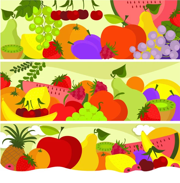 Три фрукти банери — стоковий вектор