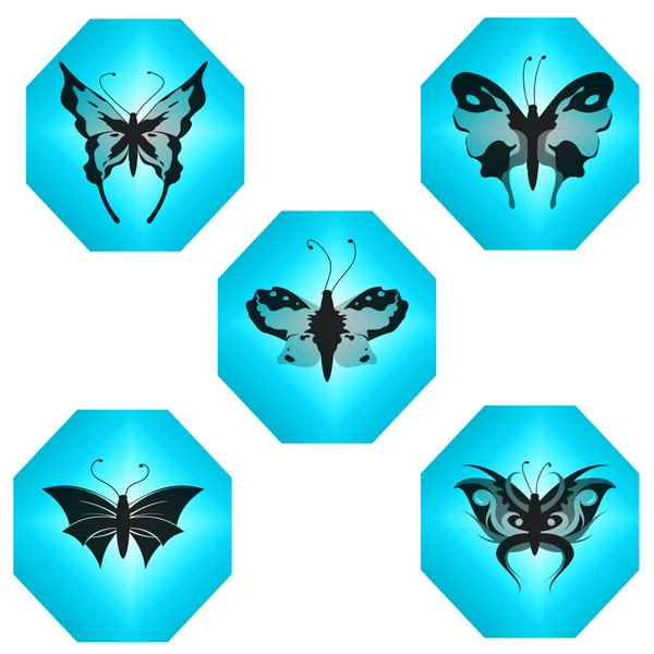 Ikonen des Schmetterlings — Stockvektor