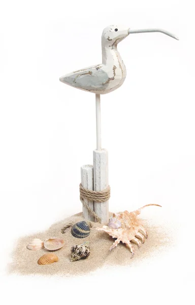 Пляжний натюрморт з чайкою — стокове фото
