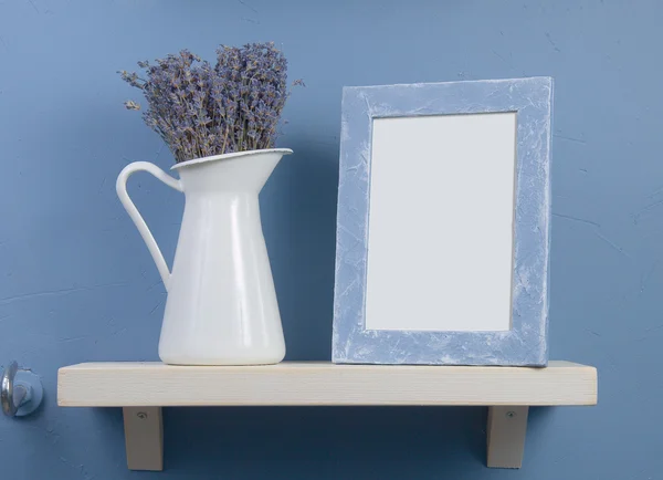 Still-life with lavender and frame — Stock Photo, Image