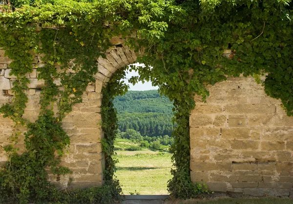 Старая стена с аркой — стоковое фото