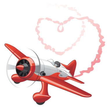 Plane sending love message clipart