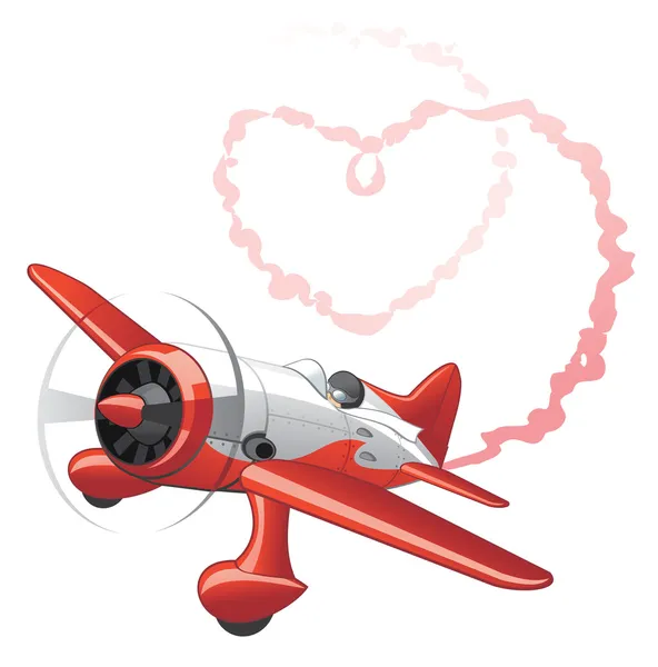 Avión enviando mensaje de amor — Vector de stock
